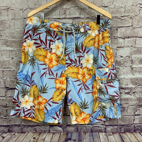 Banana Republic Blue Floral Tropical Board Swim Shorts - Picture 1 of 14